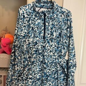 Talbots Blue and White Cowl Neck Sweater